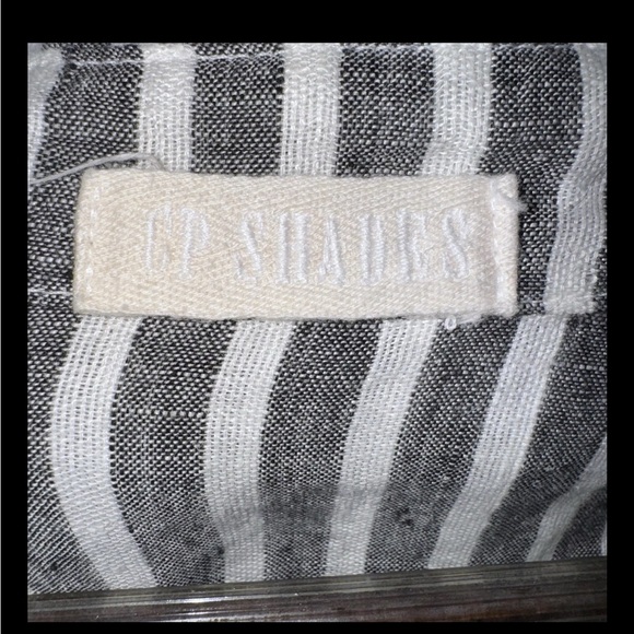 CP Shades Linen Stripe Shirt Dress Black White Button Front Tunic Minimalist - Picture 8 of 13